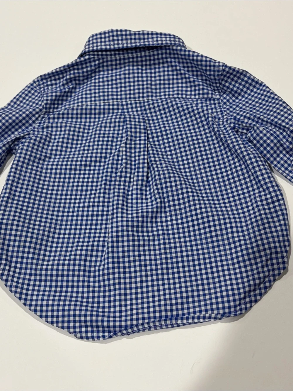 Ralph Lauren Baby Boys Blue Gingham Button Down Shirt 9M Green Pony Logo